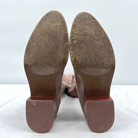 Steve Madden Gabbie Tan Vegan Suede Stretch Over The Knee Block Heel Boots 7.5 - Picture 7 of 13